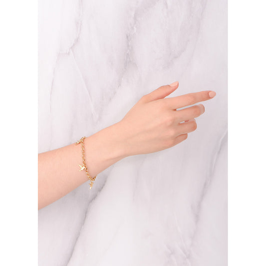 Pulsera de Eslabones y Dijes de Colibrí en Oro 18k NICE