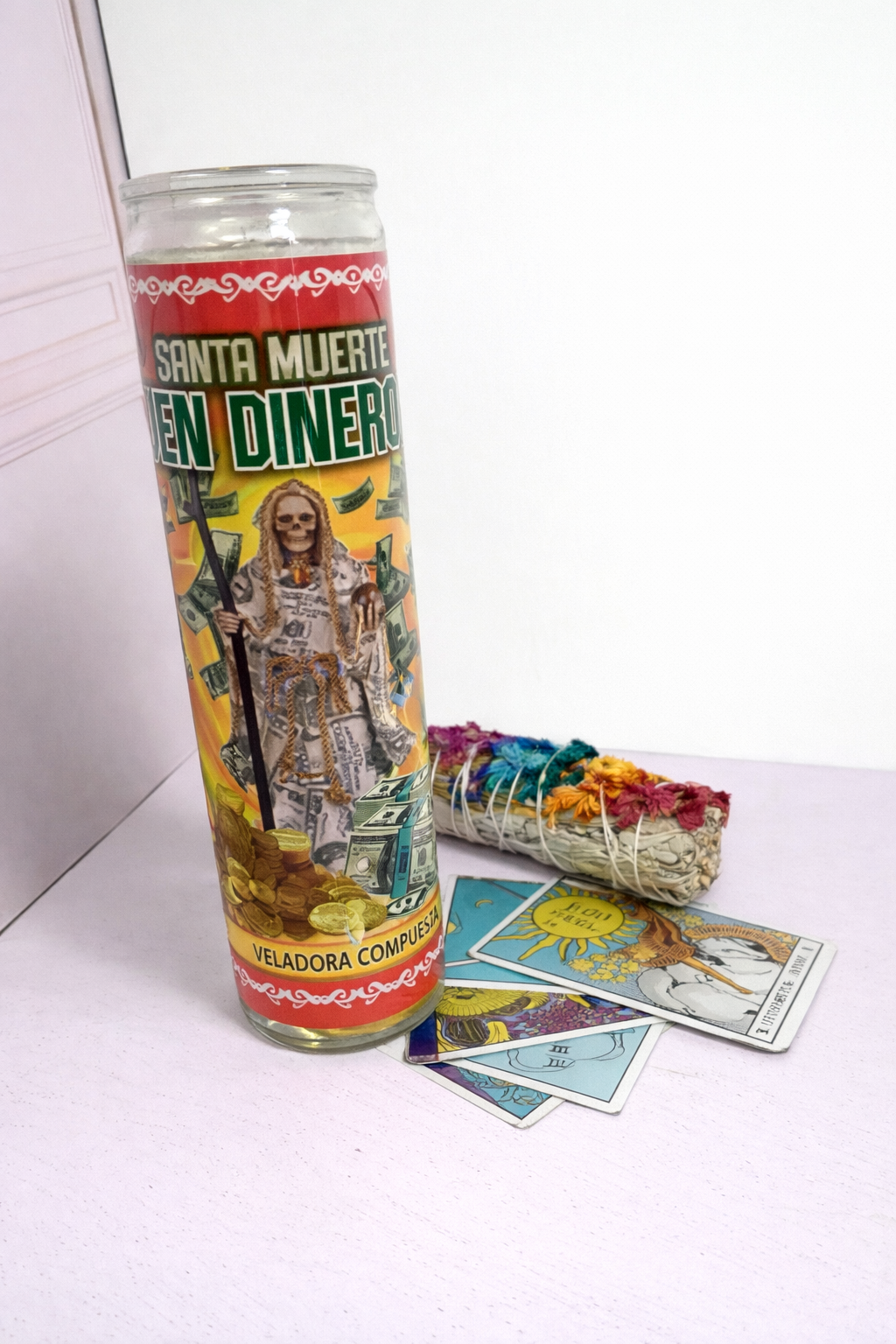 Veladora Santa Muerte Amarilla Ven Dinero