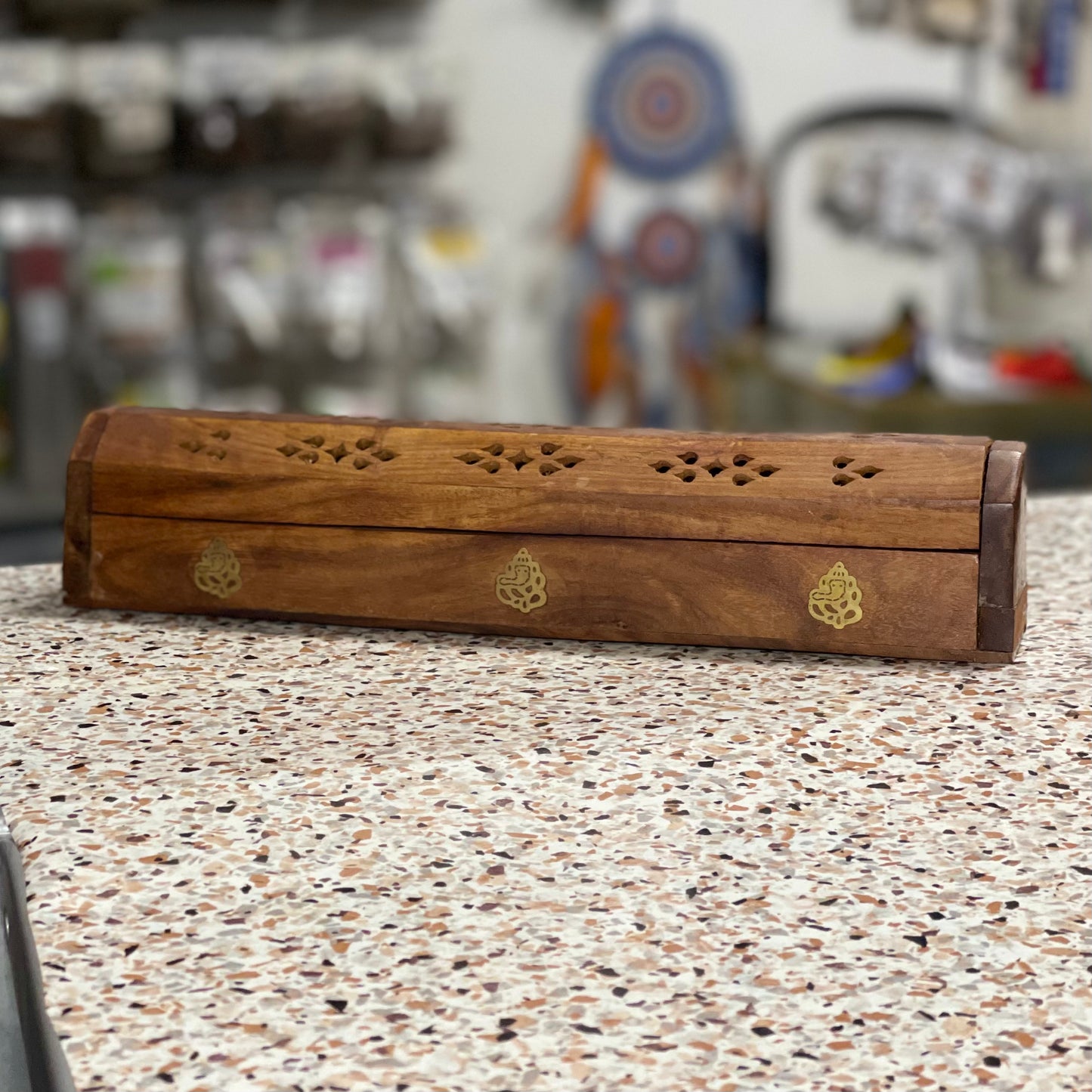 Caja Porta Incienso de Madera Hindu