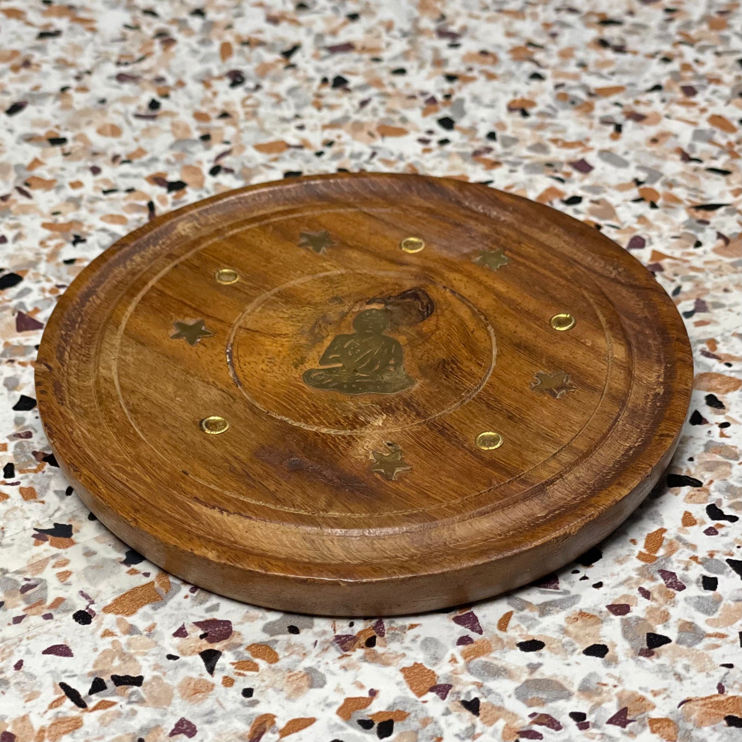 Porta Incienso de Madera Con Buda Dorado