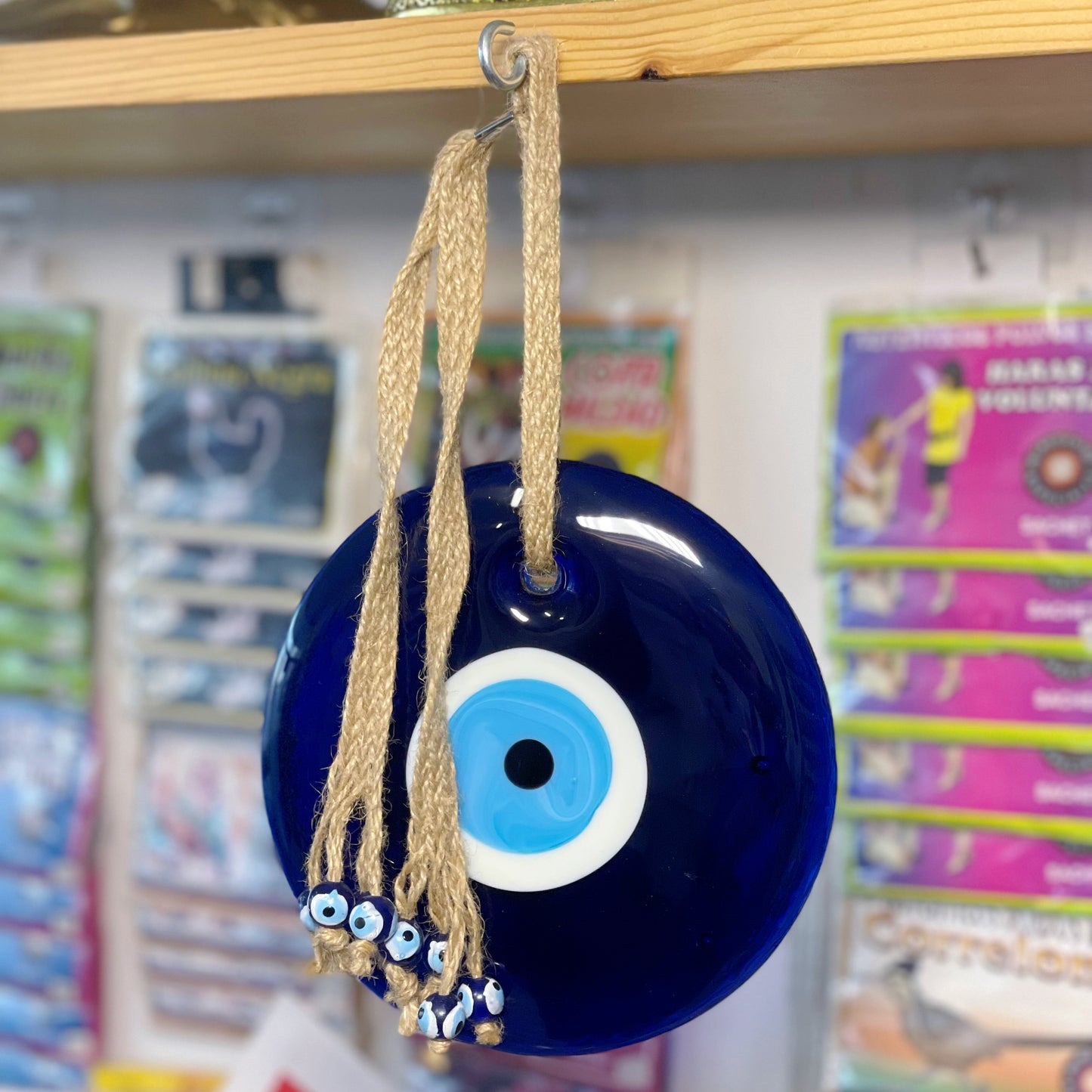 Colgante de Ojo Turco Grande con Cuerda Trenzada