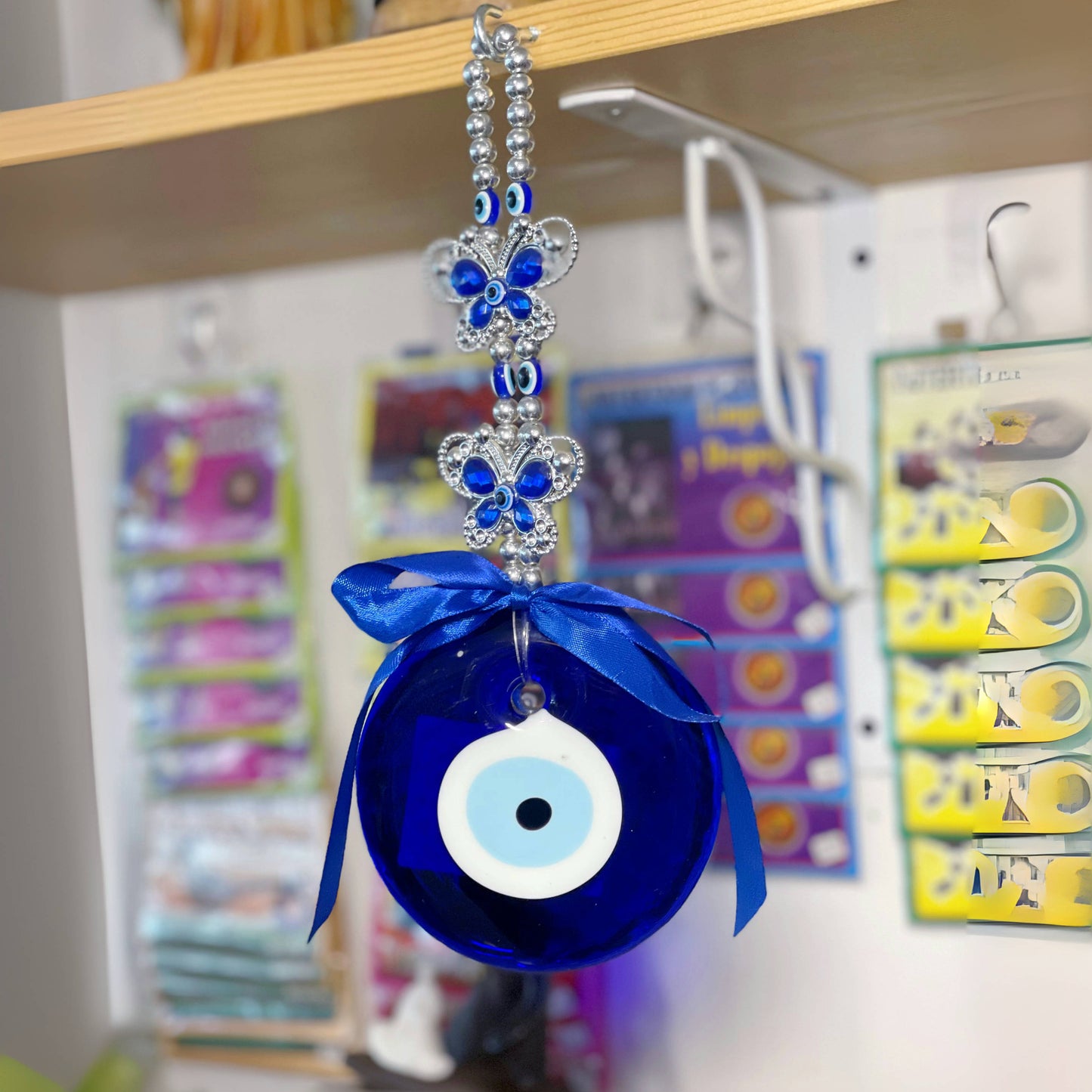 Colgante de Ojo Turco Mediano con Mariposas