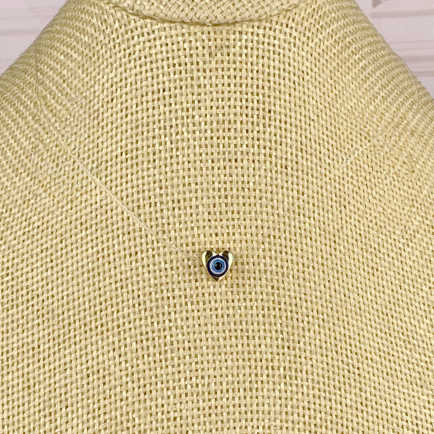 Collar de Hilo Transparente con Corazon con Ojo Turco