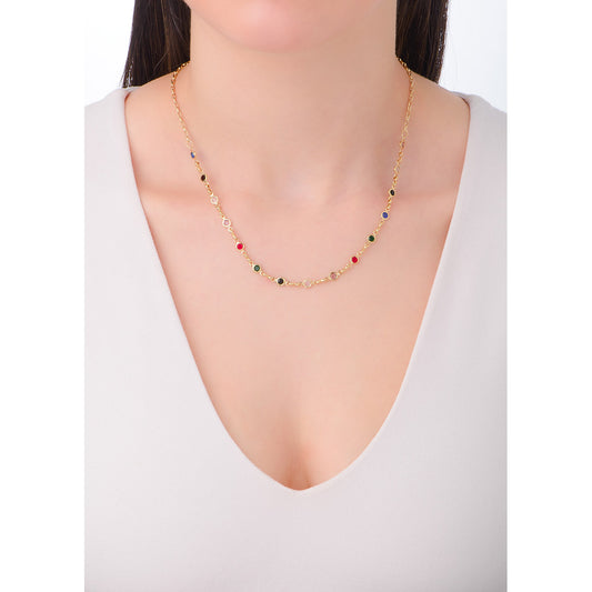 Collar de Cadena Oro 18k con Piedras en Colores Vibrantes NICE