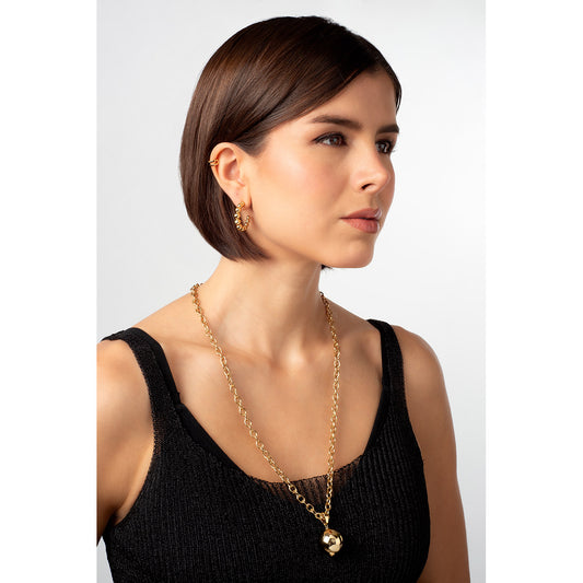 Aretes de Media Luna Texturizados con Baño de Oro 18k NICE