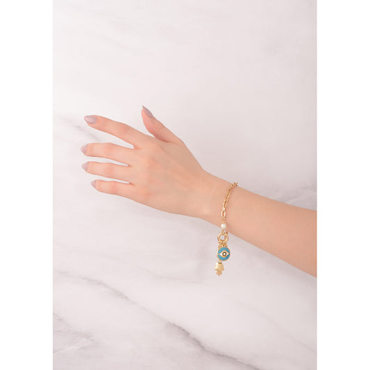 Pulsera en Baño de Oro con Dijes Simbólicos NICE