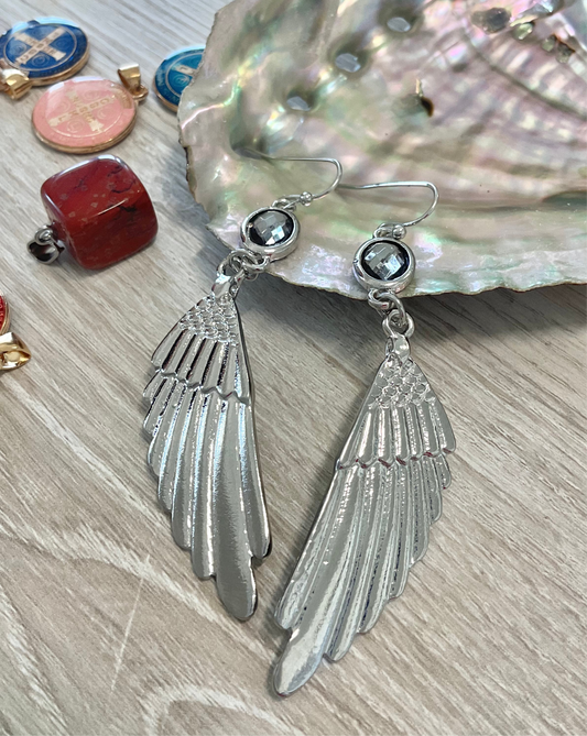 Aretes Ala De Ángel Plata