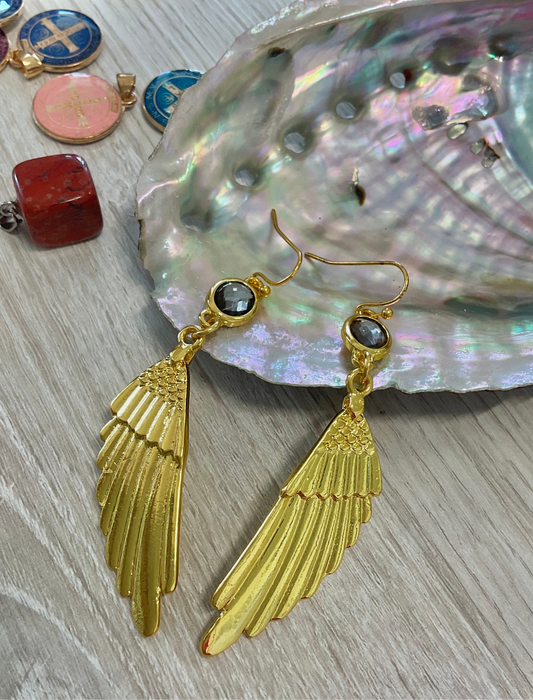 Aretes Ala De Ángel Dorada