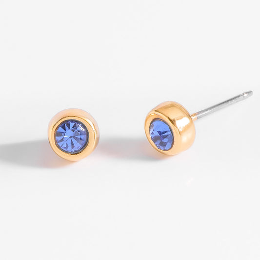 Aretes Circulares en Oro 18k con Piedra Zafiro Elegante NICE
