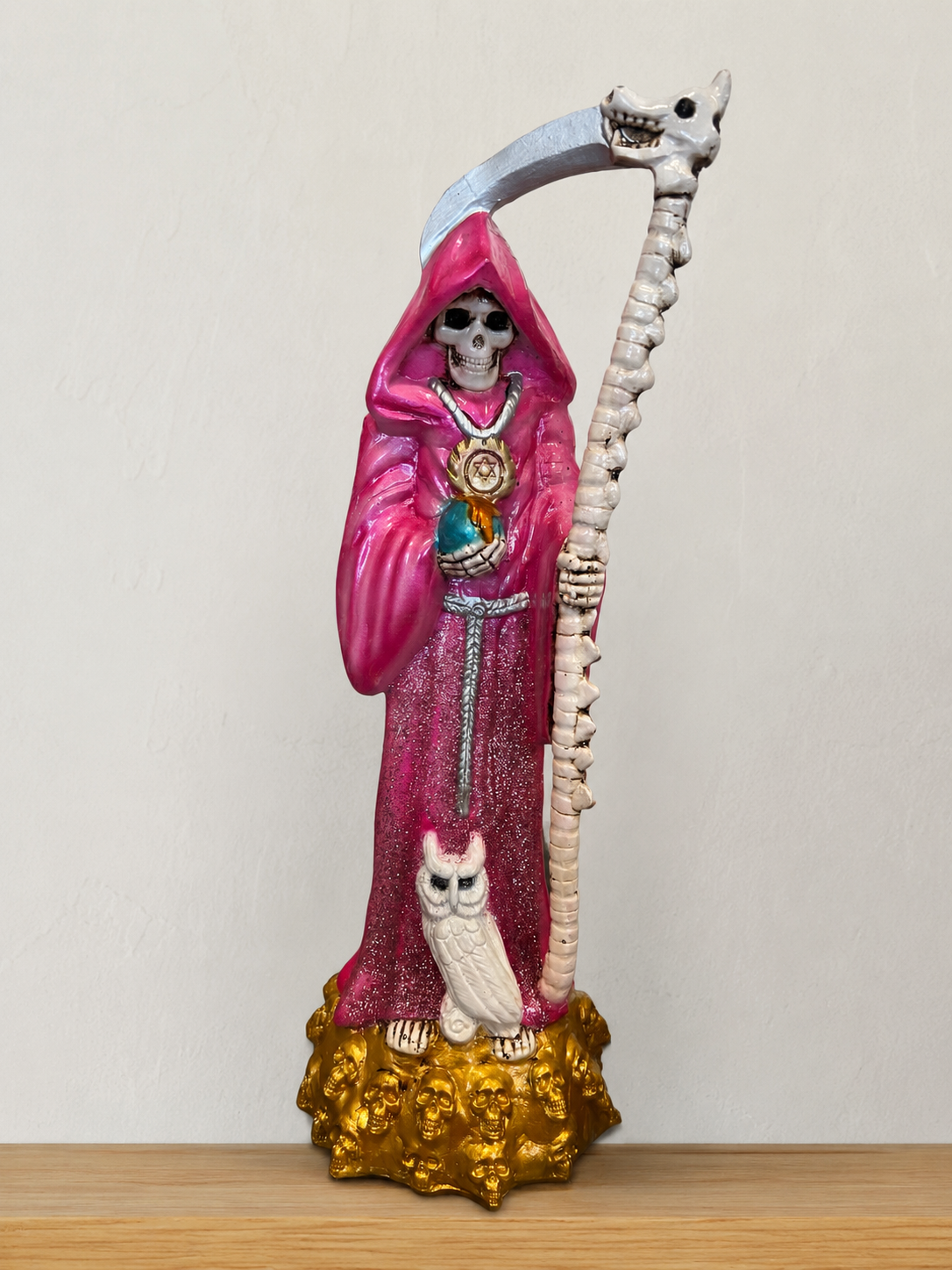 Santa Muerte Monje Rosa 35 cm