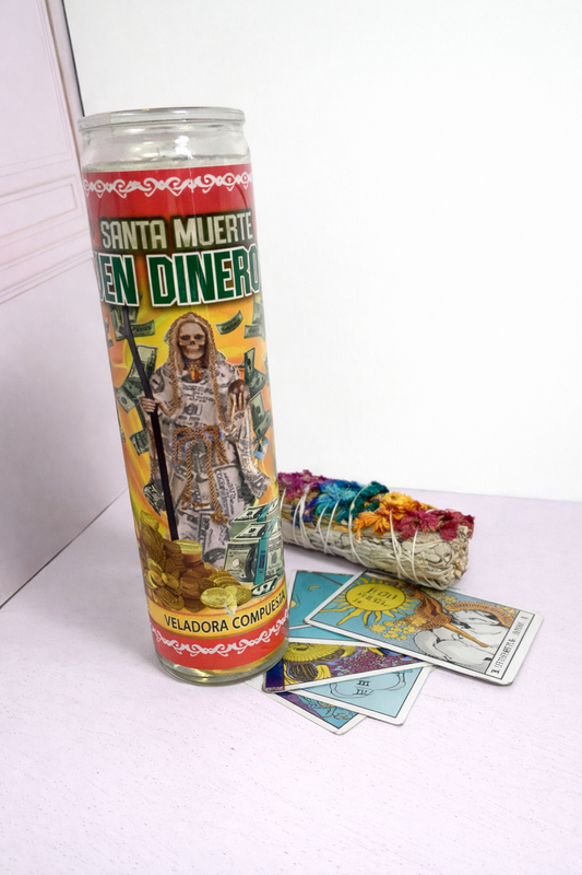 Veladora Santa Muerte Amarilla Ven Dinero