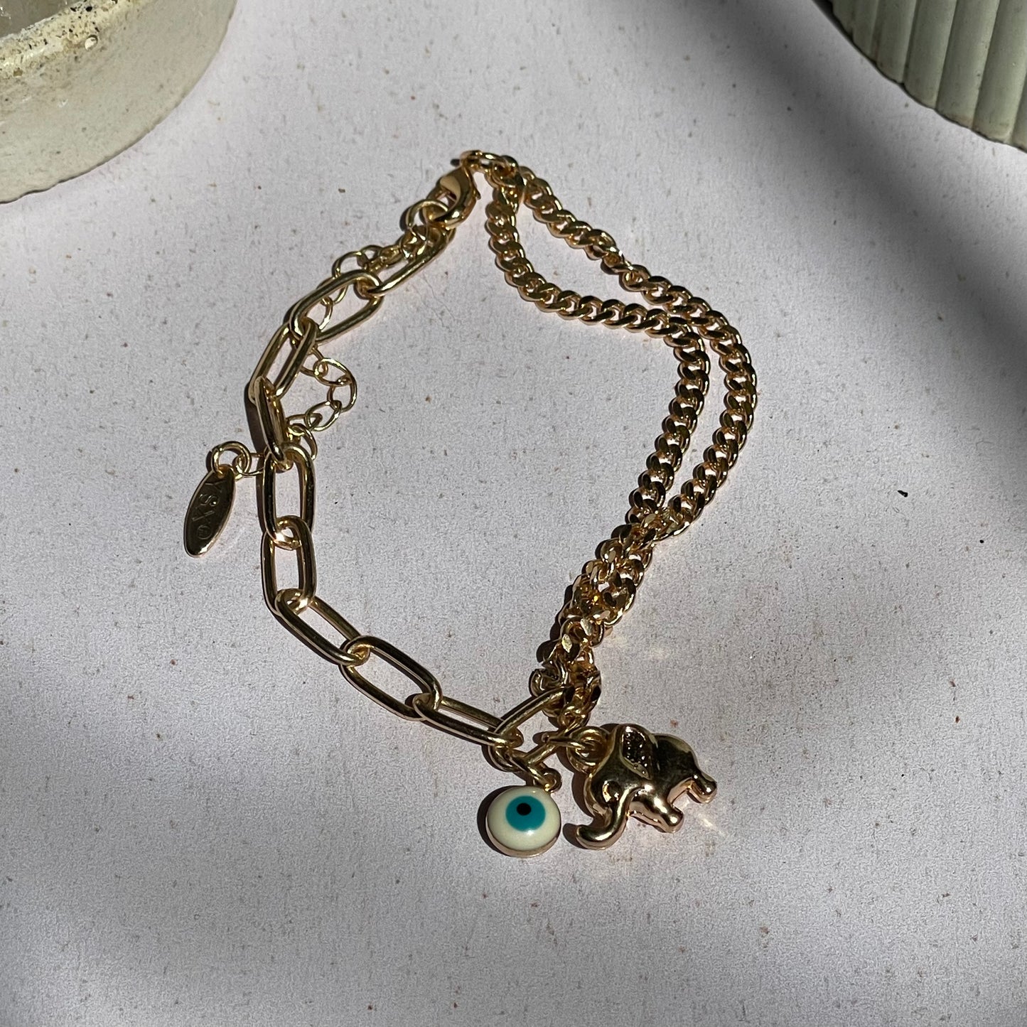 Pulsera Energética de Acero – Ojo Turco y Elefante de la Abundancia