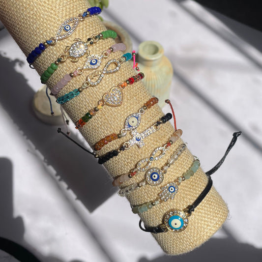 Pulseras Ajustables con Dije de Brillo