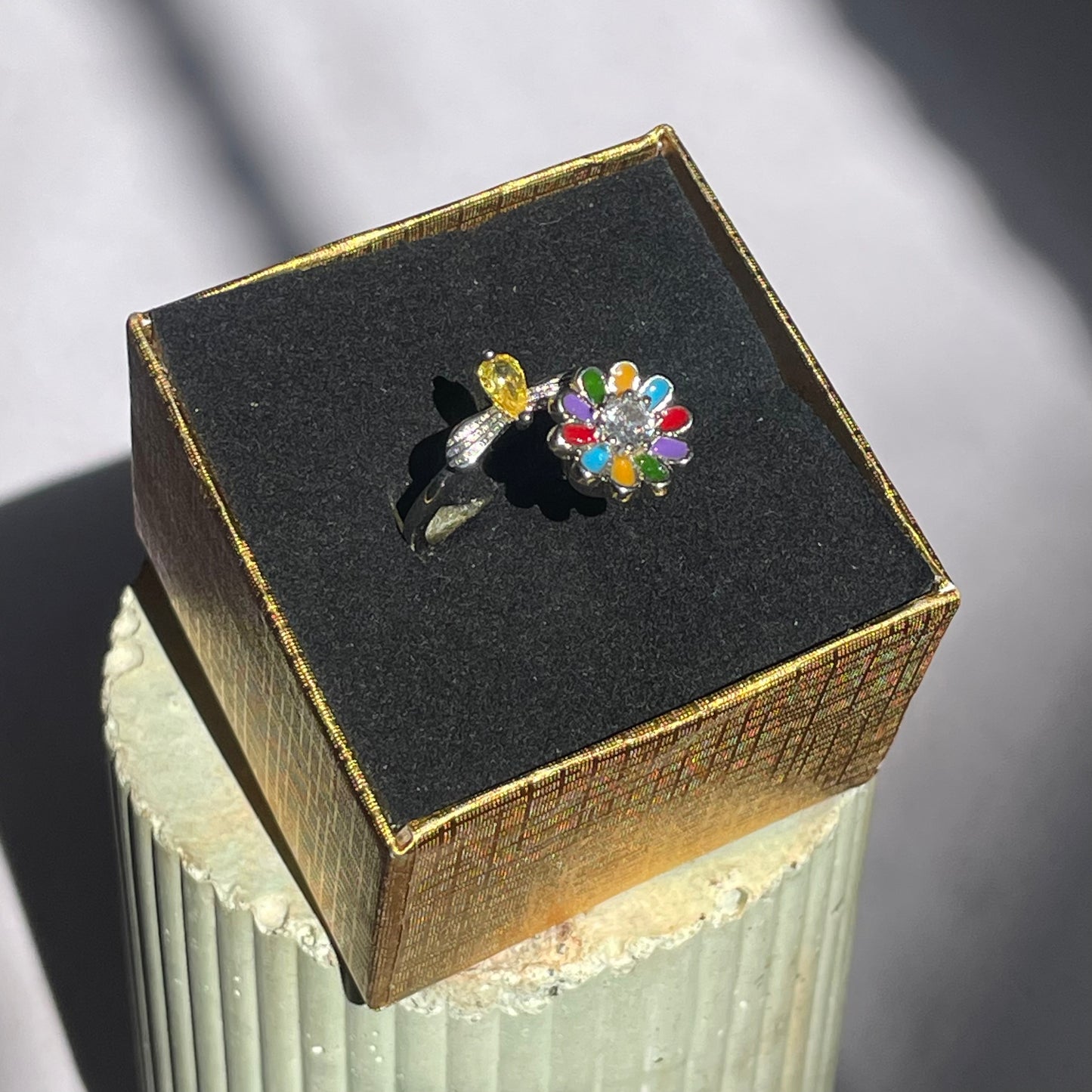 Anillo Anti Estrés con Flor Multicolor