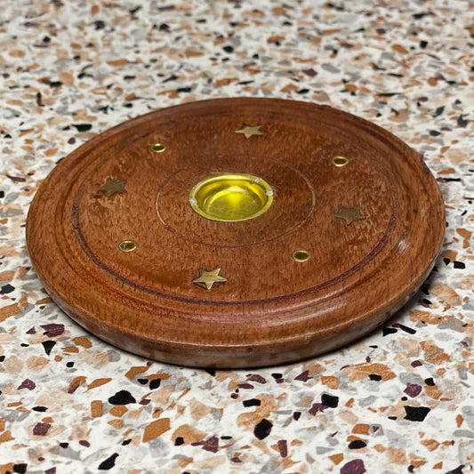 Porta Incienso Circular de Madera