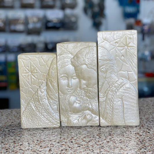 Set de Ceramica con Velas de la Sagrada Familia y el Padre Nuestro