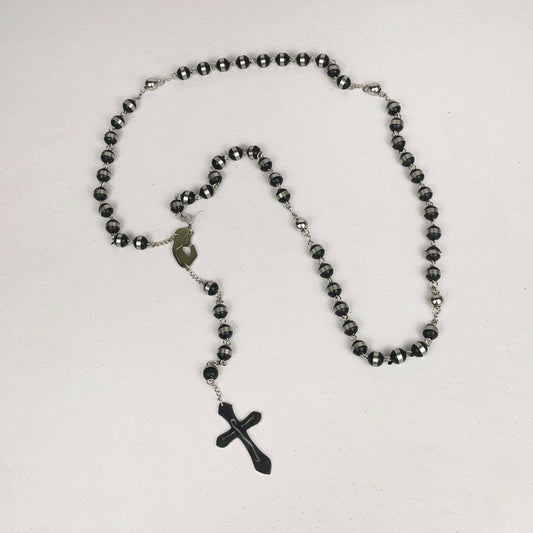 Rosario Plateado con Imagen de Maria