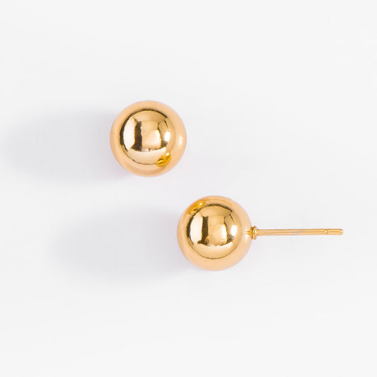 Aretes Baño de Oro 18k Bolitas Redondas NICE