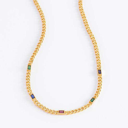 Collar de Cadena Baño de Oro con Piedras Diamonice NICE