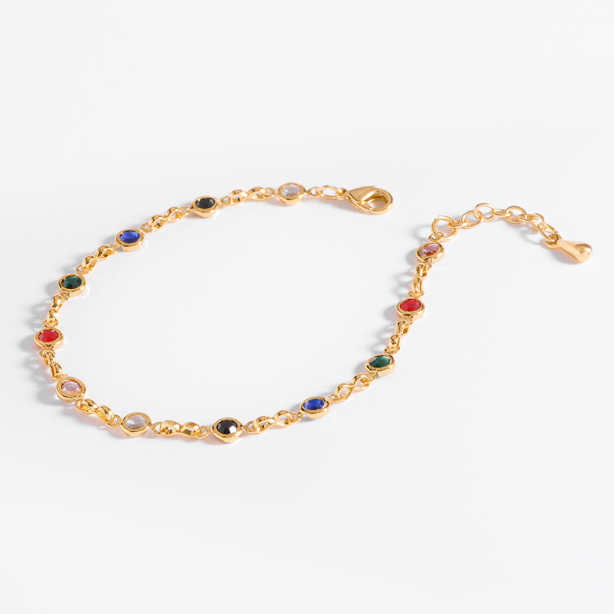 Pulsera en Baño de Oro 18k con Piedras Multicolor Elegantes NICE