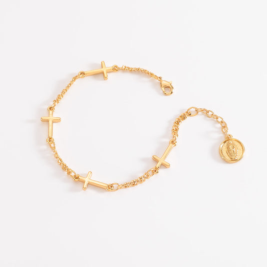 Pulsera de Baño de Oro con Medalla Virgen de Guadalupe NICE